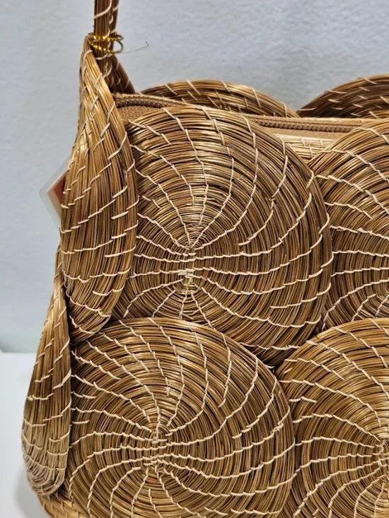 Basket of Cambodia Saraye Purse Woven Grass Boho Bag City Chic Boho Handmade - Picture 10 of 16